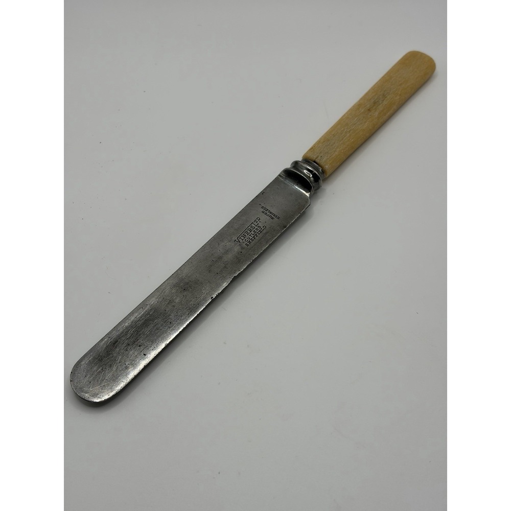 Vintge England Sheffield Steel Products Butter / Dessert Knife Wood Handle
